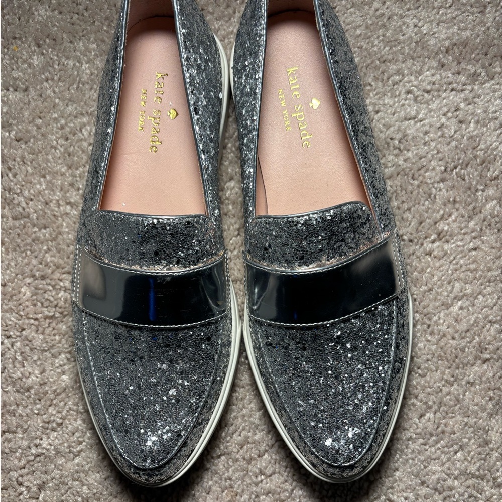 Kate Spade Silver Glitter Clove Sneakers, size 7
